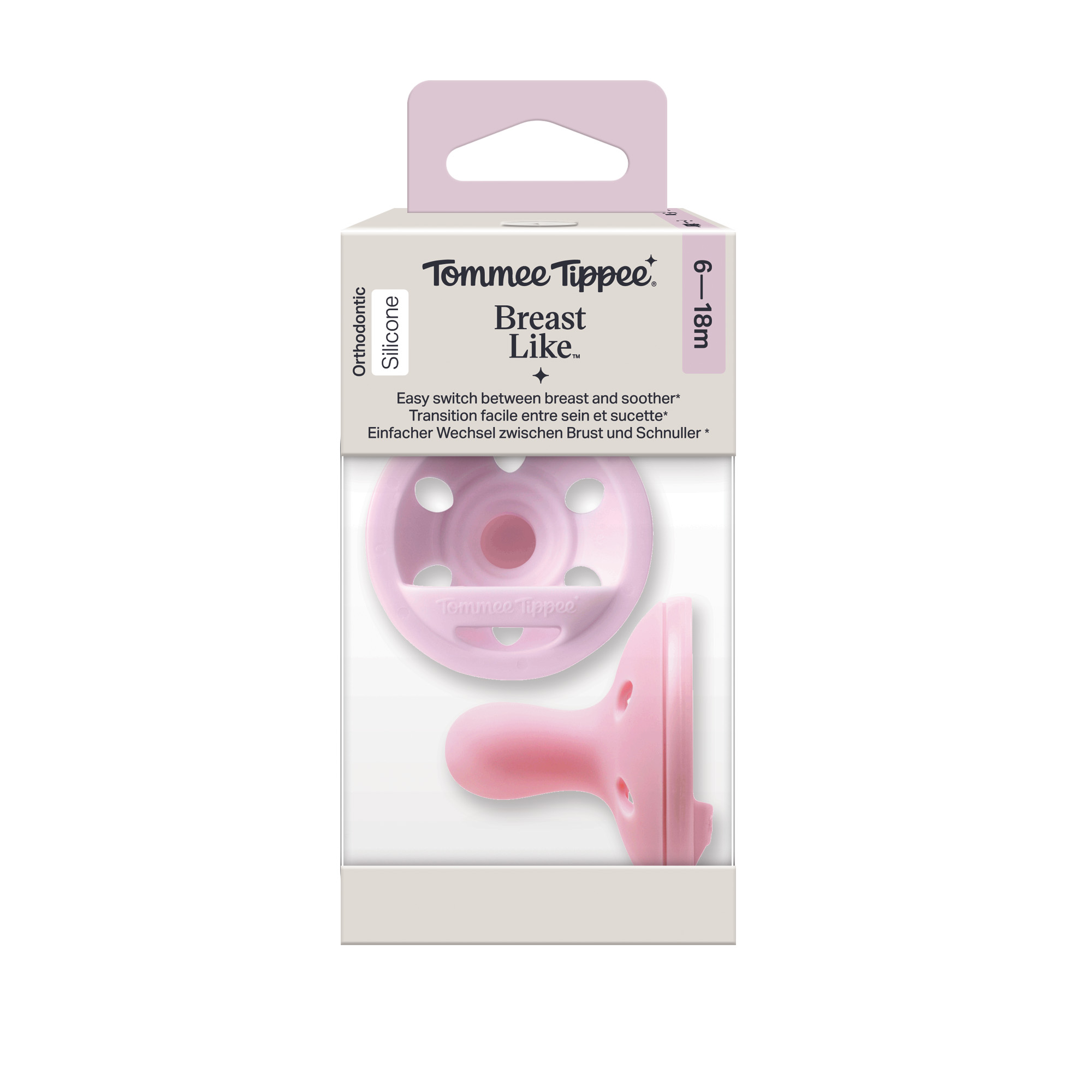 Tommee Tippee Breast-like silikonový dudlík 6-18m, Girl, 2 ks 
