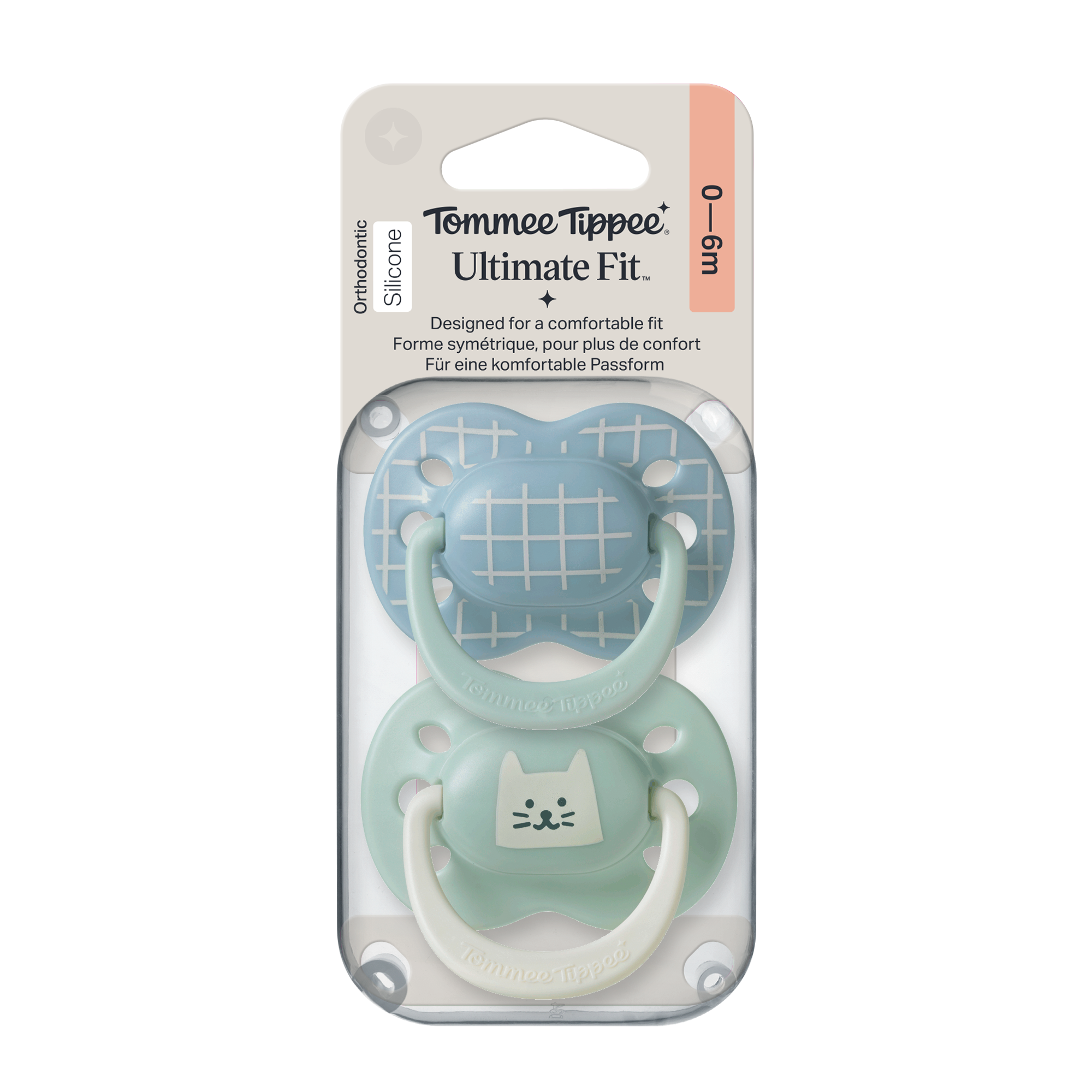 Tommee Tippee Ultimate Fit silikonový dudlík 0-6m, Boy, 2 ks