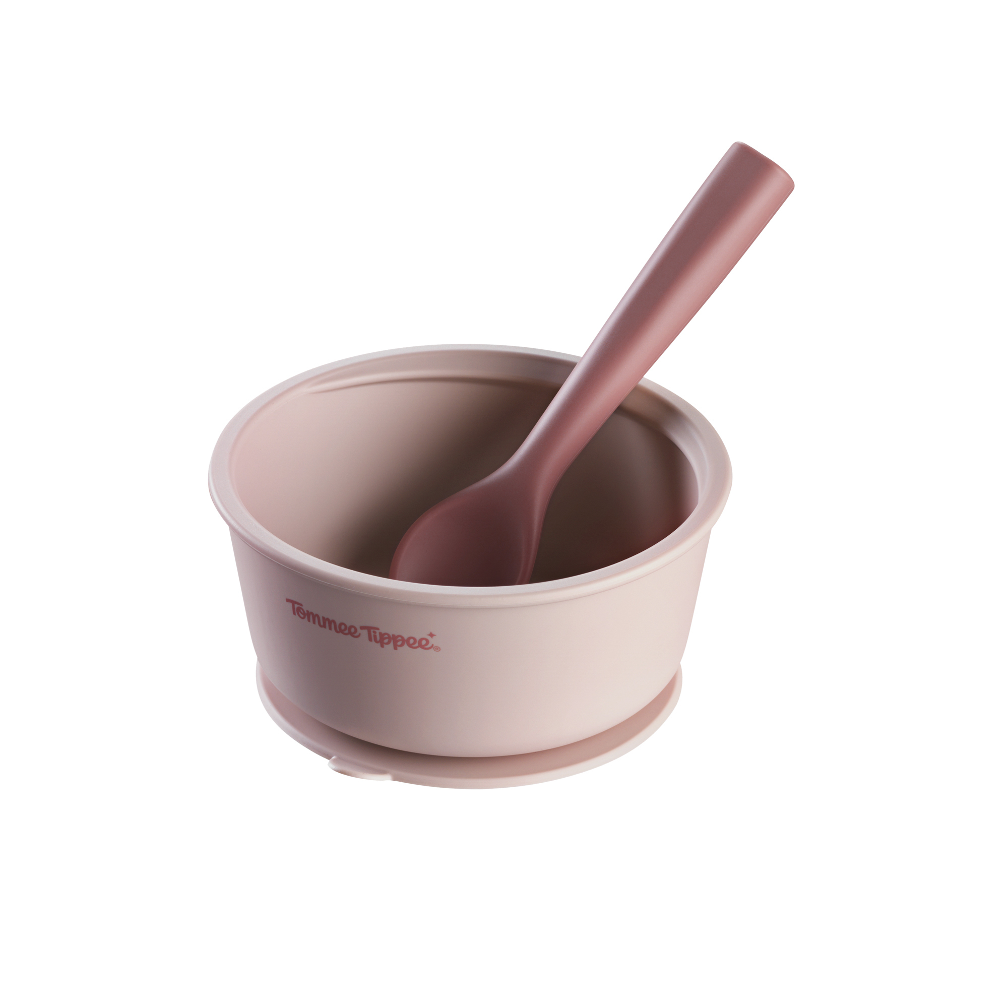 Tommee Tippee Silikonová mistička s přísavkou a lžičkou, růžová