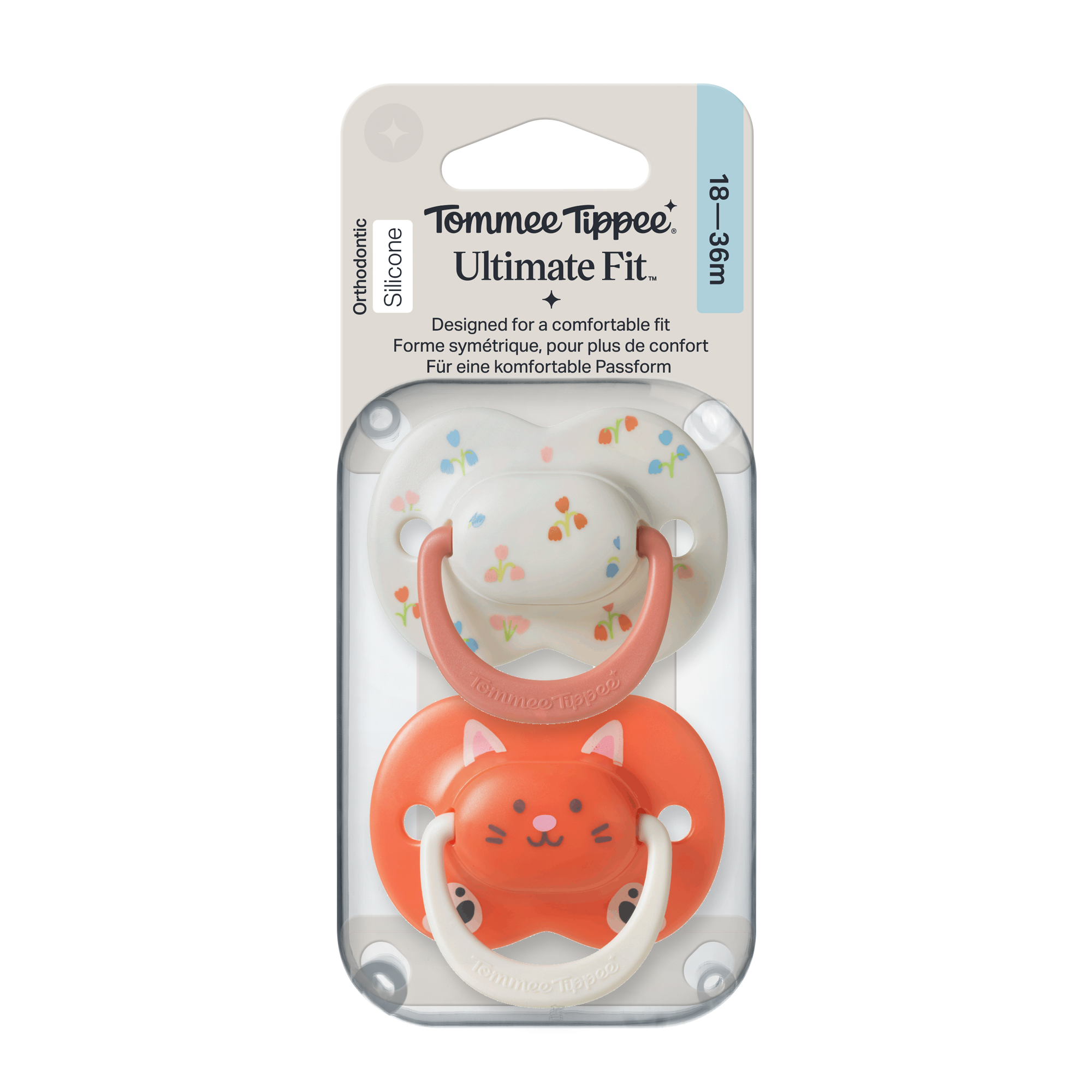 Tommee Tippee Ultimate Fit silikonový dudlík 18-36m, Girl, 2 ks