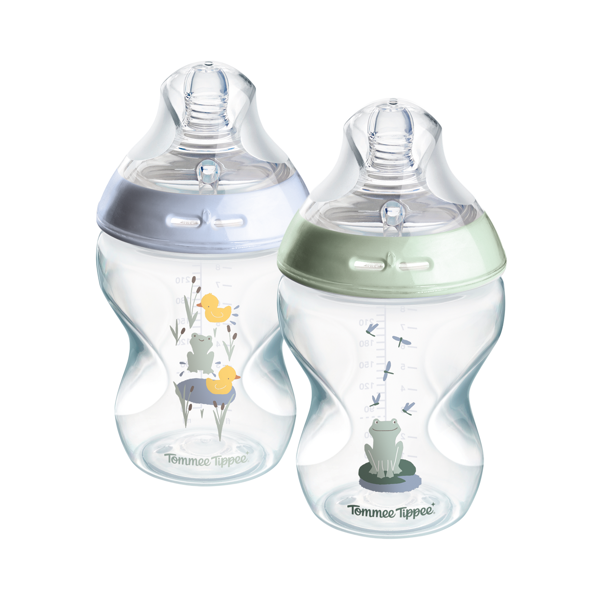 Tommee Tippee Natural Start Samosterilizační Kojenecká Lahev s ANTI-COLIC savičkou Pomalý Průtok, 260 ml 0m+, Žabička, 2 ks